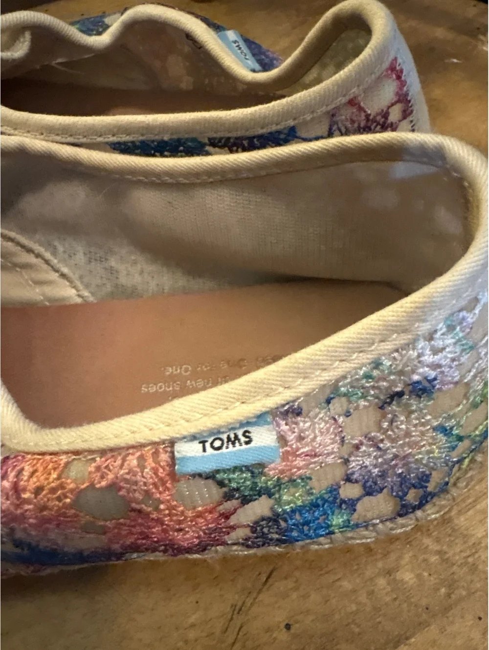 TOMS Palmera Multi Crochet Slip On Espadrilles Multi-Color Floral Lace Womens 10